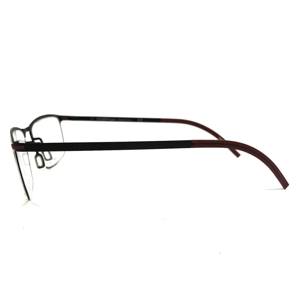 Flexon Eyeglasses Frames B2006 001 Black Red Rectangle Full Rim 52-20-145